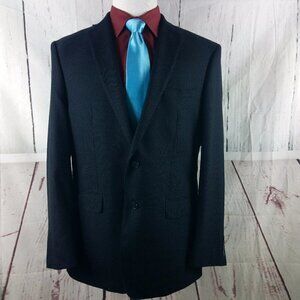 Calvin Klein Macy's Store 44R 2 Button Black Birdseye Suit Blazer Jacket